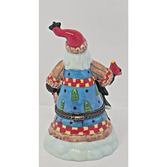 Vintage Ceramic Hinged Trinket Box Santa and Tree Holiday Decoration PB194 - Picture 3 of 7